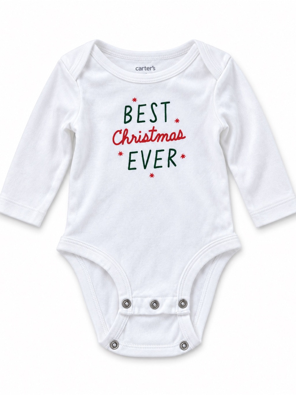 Carter's White Long-Sleeve One-Piece with Red and Green 'Best Christmas Ever'